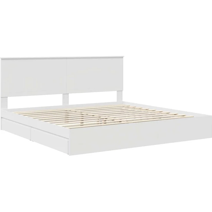 vidaXL Aufbewahrungsbett mit Kopfteil Weiß 200 x 200 cm Holzwerkstoff 3411173 – Bild 3