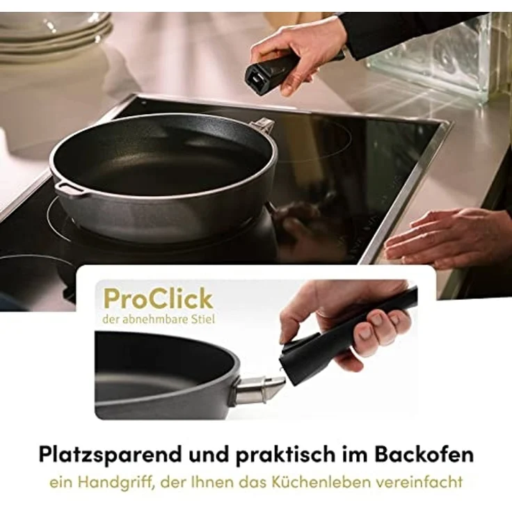 Hoffmann Germany Crêpepfanne Crepe Pfanne Ø 28 cm, Made in Germany alle Herdarten, Aluguss (1-tlg, 1x Crêpepfanne Ø 28 cm), abnehmbarer Griff, Induktion, Antihaft, einseitig erhöht – Bild 6