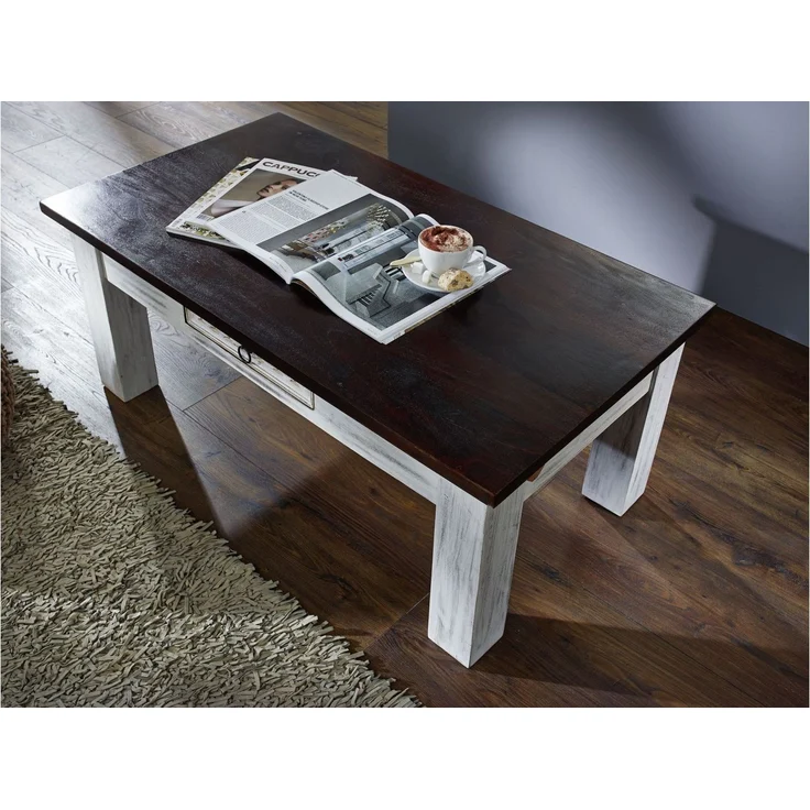 Couchtisch Mango / Akazie 110x60x45 weiß gewachst CASTLE-ANTIK #245 – Bild 2