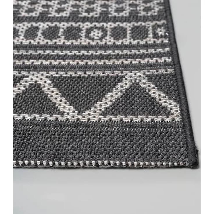 the carpet Calgary - robuster Teppich, Flachgewebe, modernes Design, ideal für Wohnzimmer, Esszimmer und Außenbereich, In- und Outdoor, Vintage-Optik, Boho-Style, Anthrazit, 240x340 cm – Bild 8