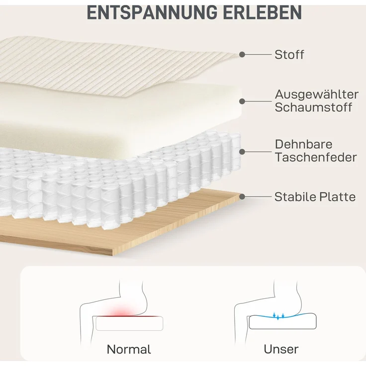 Sofa-Bett mit Kissen, Schaumstoff, zum Bett umwandelbar, Becherhalter, Cremeweiß--Cremeweiß--147x114x86cm--YOUDENOVA – Bild 7
