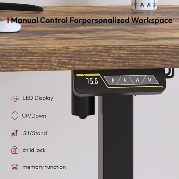 SANODESK Höhenverstellbarer Schreibtisch 160x60 cm Schreibtisch Höhenverstellbar Elektrisch Ergonomischer Steh-Sitz Tisch Computertisch für Heimbüro Homeoffice(braun) – Bild 7