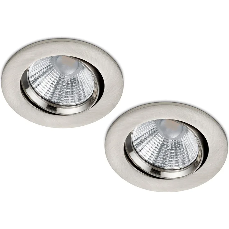 LED Einbaustrahler 2er Set rund schwenkbar dimmbar Nickel matt 5,5W Deckenlampe
