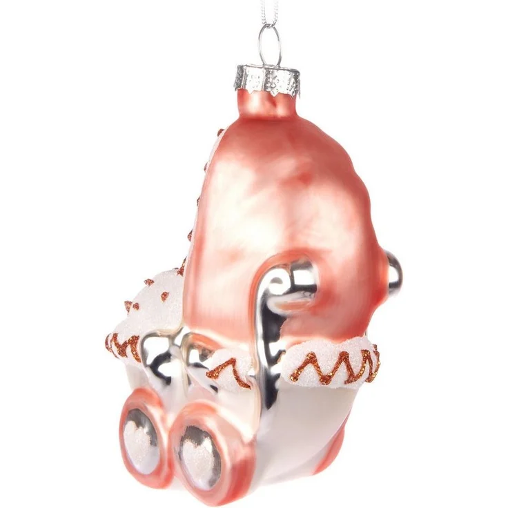 BRUBAKER Weihnachtsbaumkugel Kinderwagen - Baby Weihnachtskugel aus Glas - Handbemalte Figur (1 St), Kinder Christbaumschmuck für Jungen und Mädchen - Christbaumkugel – Bild 3