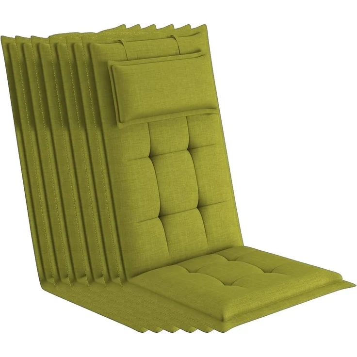 sunnypillow Hochlehnerauflage Gartenstuhlauflagen mit abnehmbarem Kopfpolster 120 x 50 x 9 cm, (6 St), Auflage Polsterauflagen UV-Lichtecht
