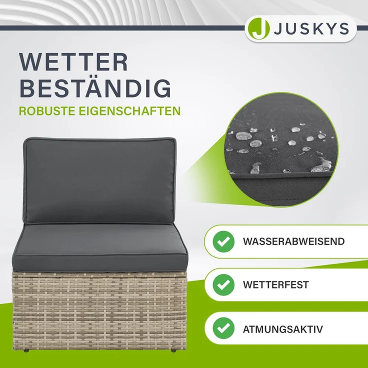 Juskys Polyrattan Gartenmöbel Set Salou - Outdoor Lounge wetterfest 6 Personen - Sitzecke mit Tisch & Kissen für Garten, Balkon, Terrasse - Grau – Bild 4
