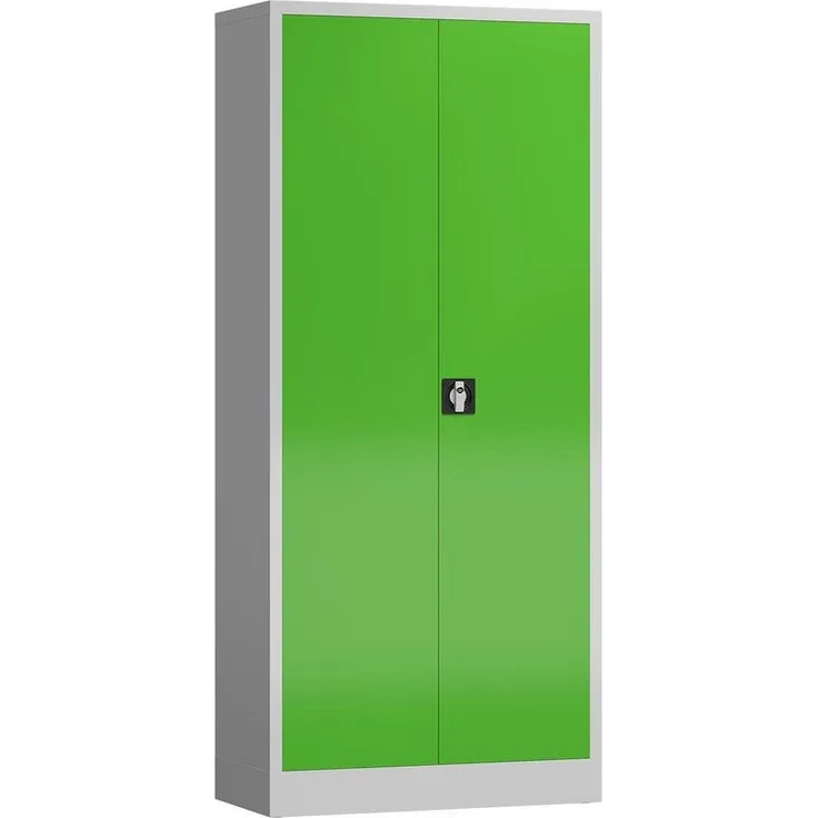 Aktenschrank Metallschrank 2 Türen, 4 Fachböden 180 x 80 x 38 cm, lichtgrau/gelbgrün