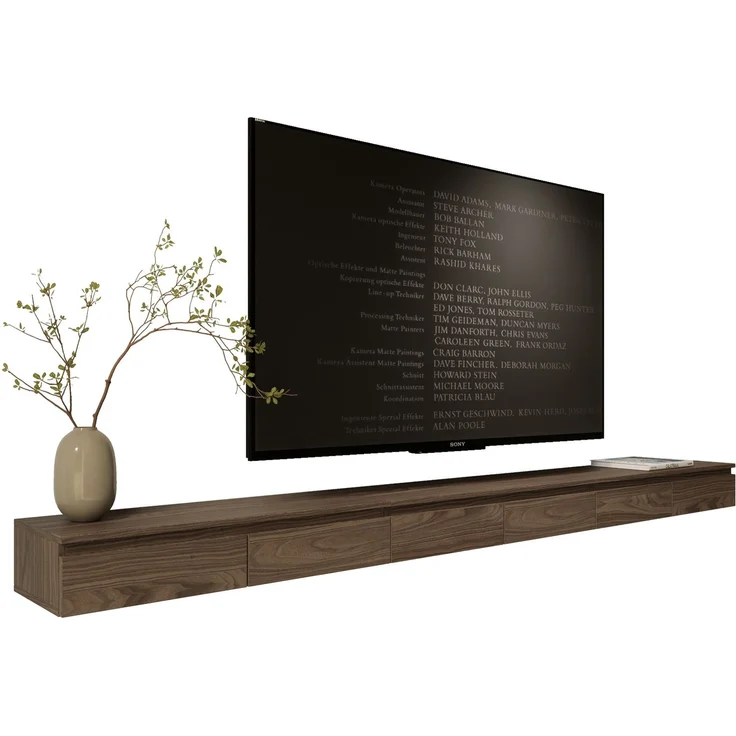 Selsey 'Bemmi Slim' - TV-Hängeboard 4-türig, Holzoptik Walnuss Wisconsin, 300 cm – Bild 6