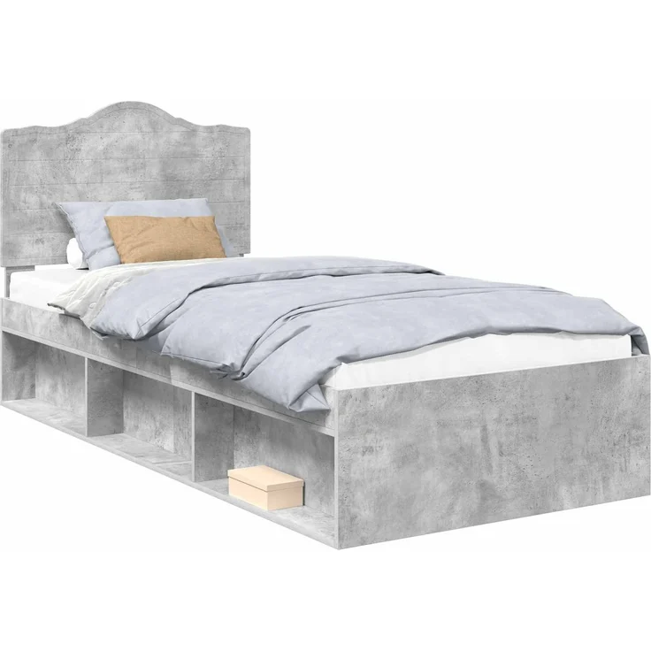 vidaXL Bettrahmen Beton Grau 100 x 200 cm Massives Kiefernholz 3413347 – Bild 1