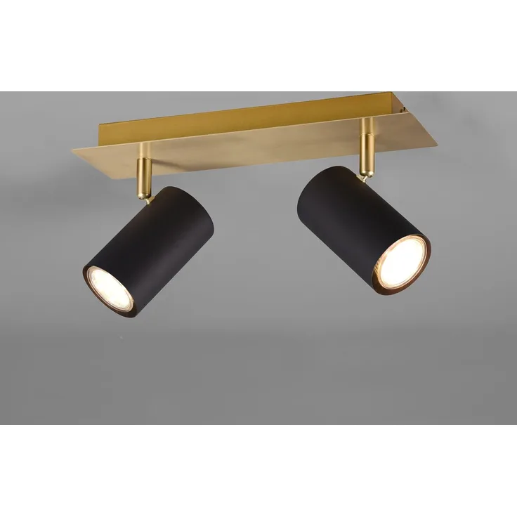 LED Deckenstrahler Schwarz Gold 2-flammig, Breite 30cm