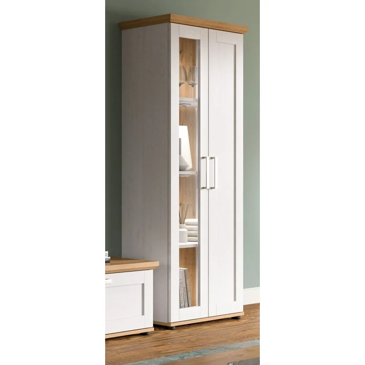 Vitrine Mirano in weiß Lärche Landhaus 64 x 161 cm – Bild 6