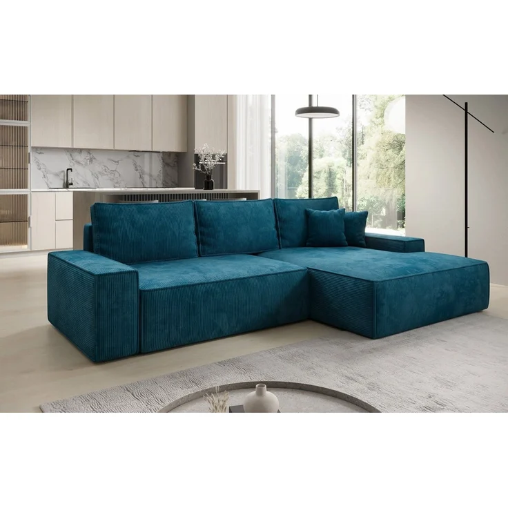 Luxusbetten24 Schlafsofa Designer Sofa Verona mit breiter Ottomane, mit Schlaffunktion und Stauraum – Bild 2