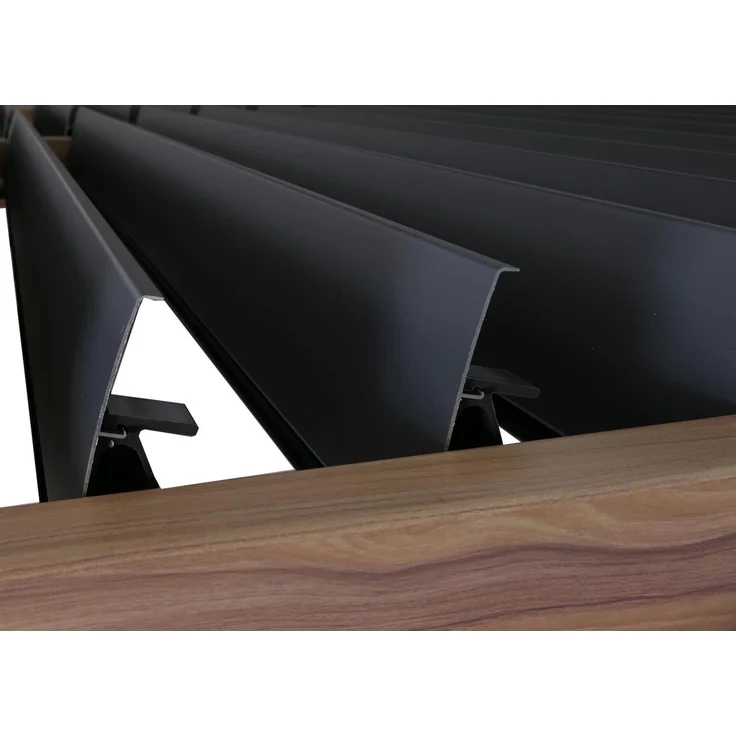 Pergola HWC-L46, Gartenpavillon Lamellen-Pavillon, 10cm-Aluminium-Gestell, Regenrinne sturmfest, 3x3m ~ Holzoptik – Bild 6