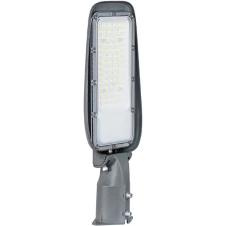 LUXULA LED Straßenlaterne 50W, 3000K Warmweiß, IP65, wetterfest, grau, für Mast- oder Wandmontage, ideal für Hof, Parkplatz und Wege