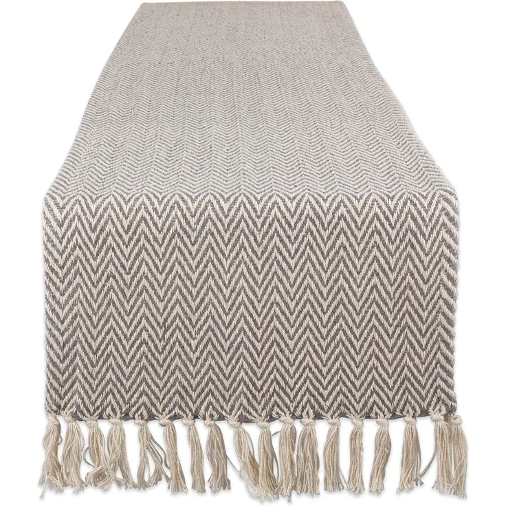 DII Woven Basic Tabletop Collection Tischläufer, Chevron-Design, Baumwolle, grau, 15x108