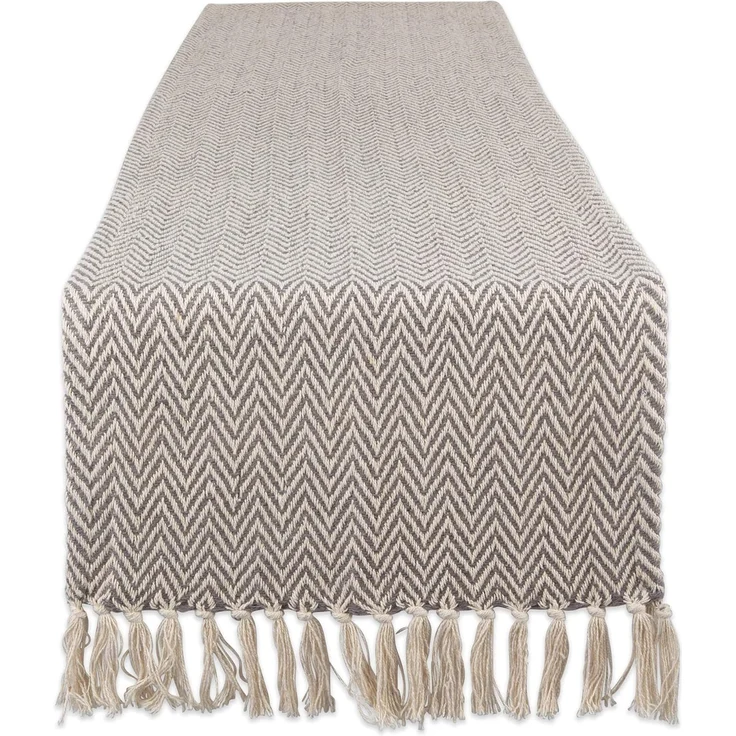 DII Woven Basic Tabletop Collection Tischläufer, Chevron-Design, Baumwolle, grau, 15x108