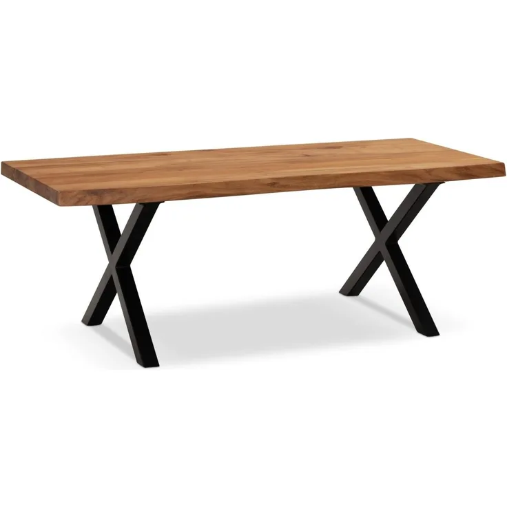 Couchtisch 120x60x46 cm Akazie Massivholz / Metall Baumkante, Design Wohnzimm...