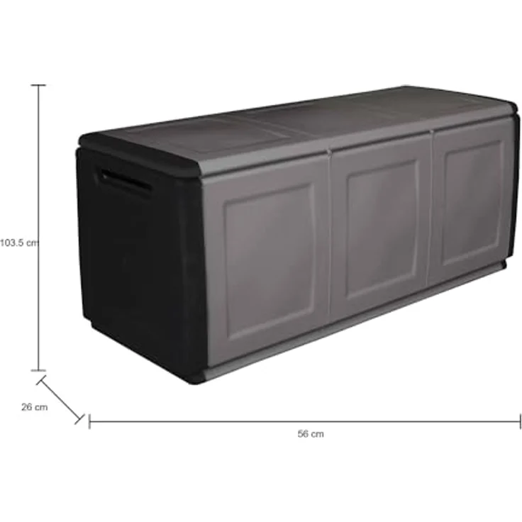 Dmora - Zele-Koffer, Mehrzwecktruhe, Aufbewahrungskoffer, Aufbewahrungsbox, 100 % Made in Italy, 138 x 53 x 57 cm, Hellgrau und Schwarz – Bild 3