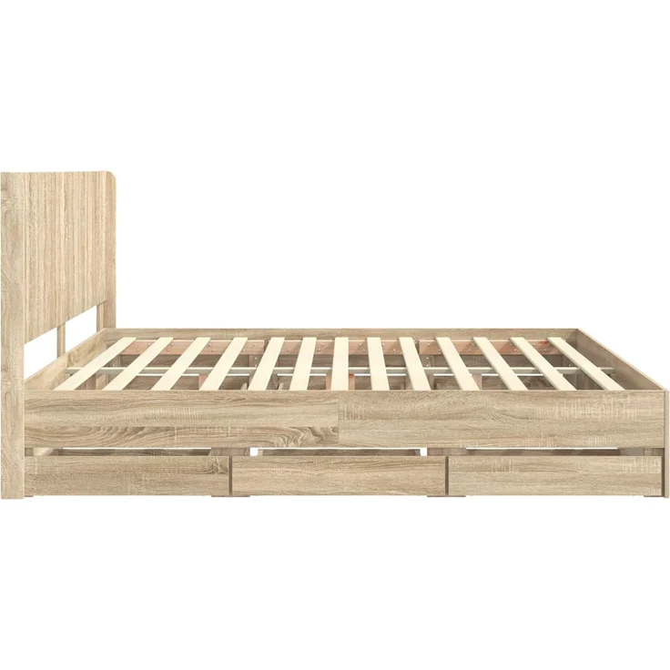 vidaXL Bettgestell mit Stauraum und Kopfteil Sonoma-Eiche 200 x 200 cm 3413919 – Bild 7
