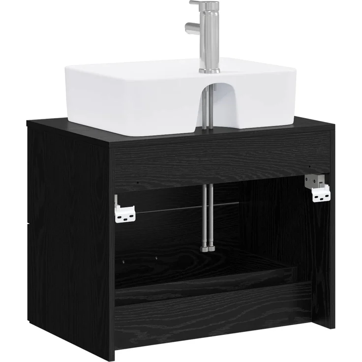 vidaXL Wandmontierter Waschbeckenunterschrank Schwarze Eiche 3404383 – Bild 7