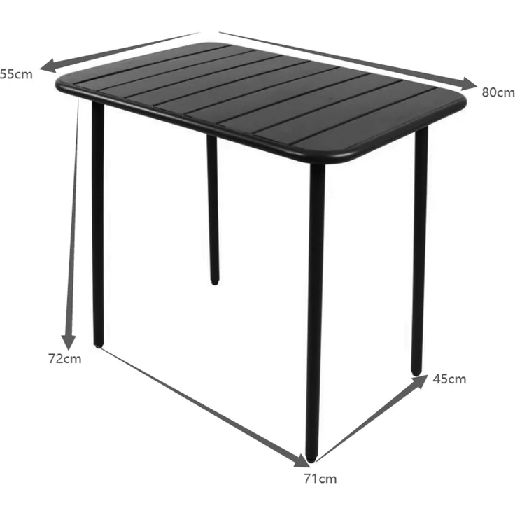 VCM Gartentisch Sumila 920271 Schwarz H. 72 x B. 80 x T. 55 cm – Bild 4