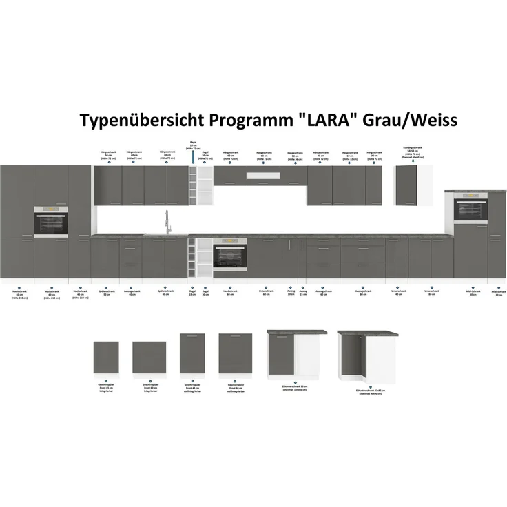 Frontblende Geschirrspüler vollintegriert 60 cm Grau Hochglanz Küche Lara – Bild 2