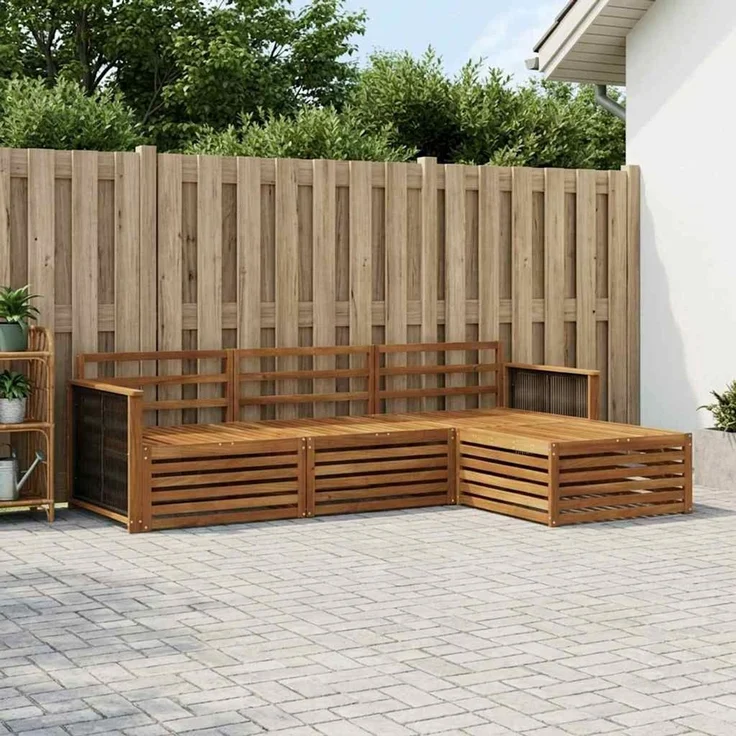 vidaXL Outdoor-Sofagarnitur 4 stk. 3-Sitzer Natur Massivholz Akazie 3383202 – Bild 1