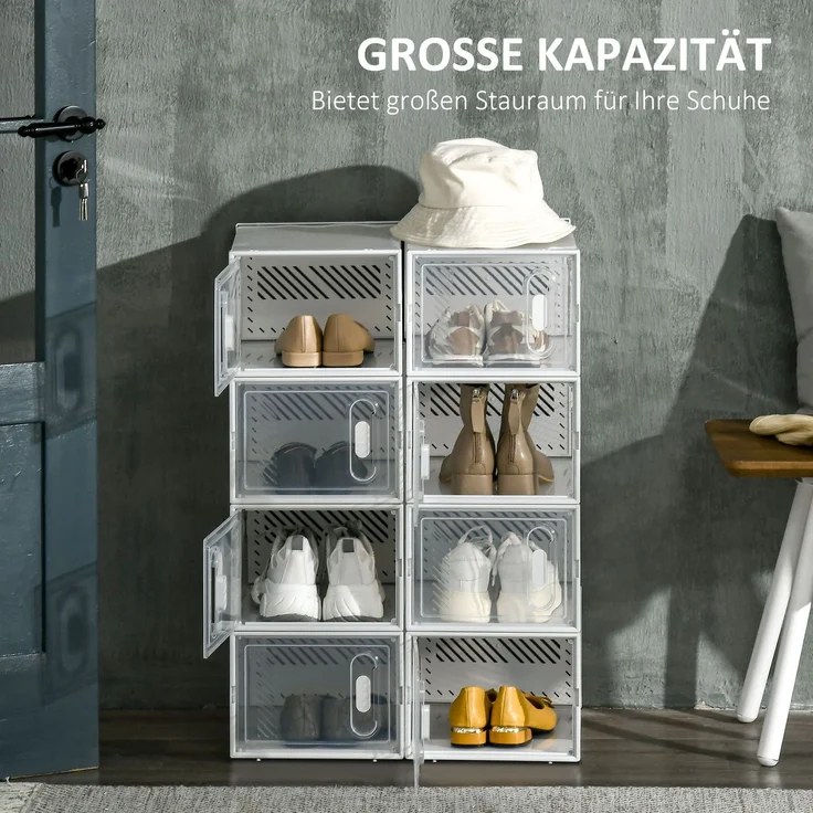 Modulares Regalsystem mit 8 Fächern, Steckregal, 25 cm x 35 cm x 19 cm, transparent--Transparent--35x25x19cm--YOUDENOVA – Bild 7