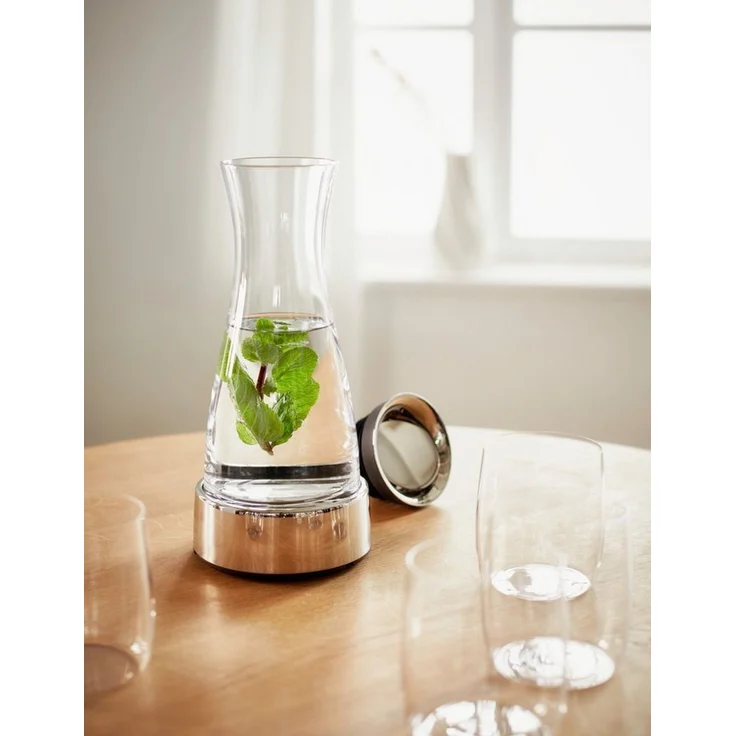 PHILIPPI Wasserkaraffe, Glas, Silicon, Edelstahl hochglanzpoliert, 1l. 24 cm (h) – Bild 2