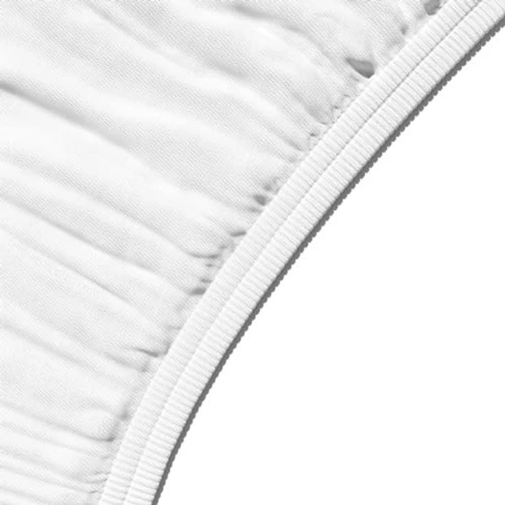 Amazon Basics Jersey Spannbettlaken 100% Baumwolle, 120 x 200 cm, Weiß, Matratzenhöhe bis 30 cm, OEKO-TEX Standard 100 – Bild 3