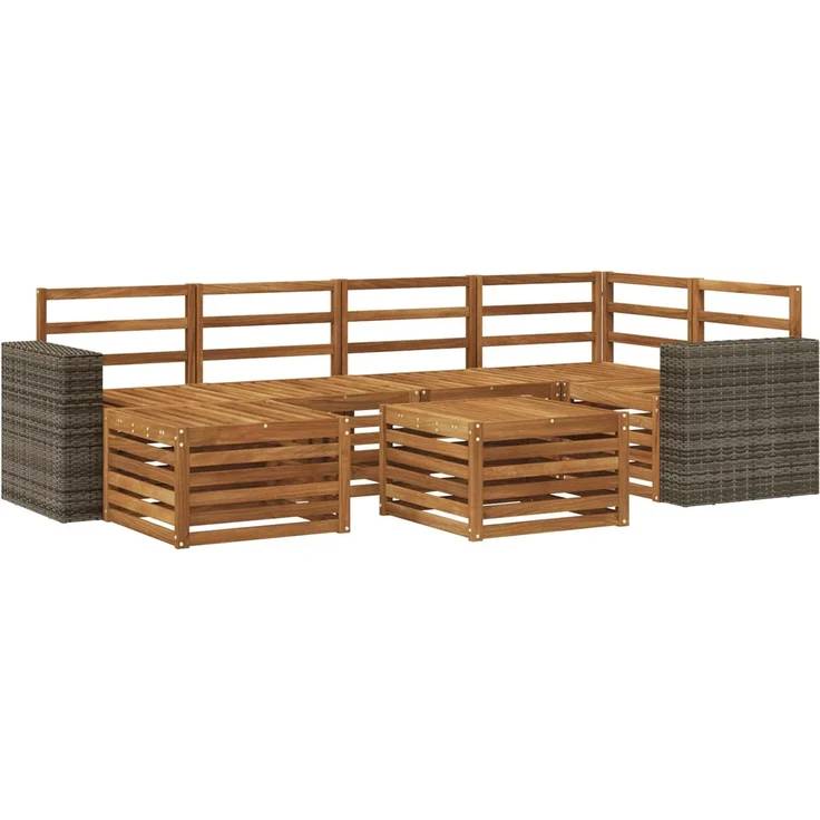vidaXL Outdoor-Sofagarnitur 7 stk. 5-Sitzer Natur Massivholz Akazie 3384605 – Bild 2