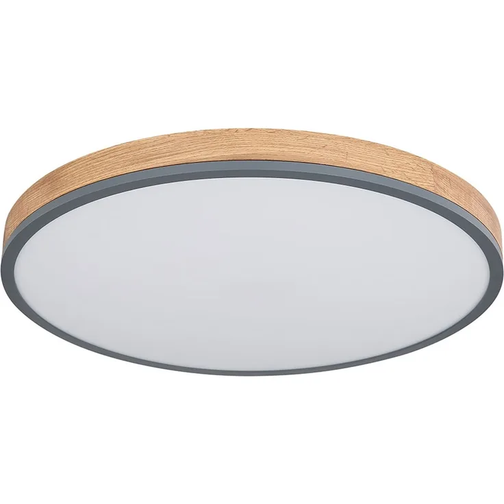 LED Deckenleuchte, Holzoptik, Dimmer, Fernbedienung, D 60 cm