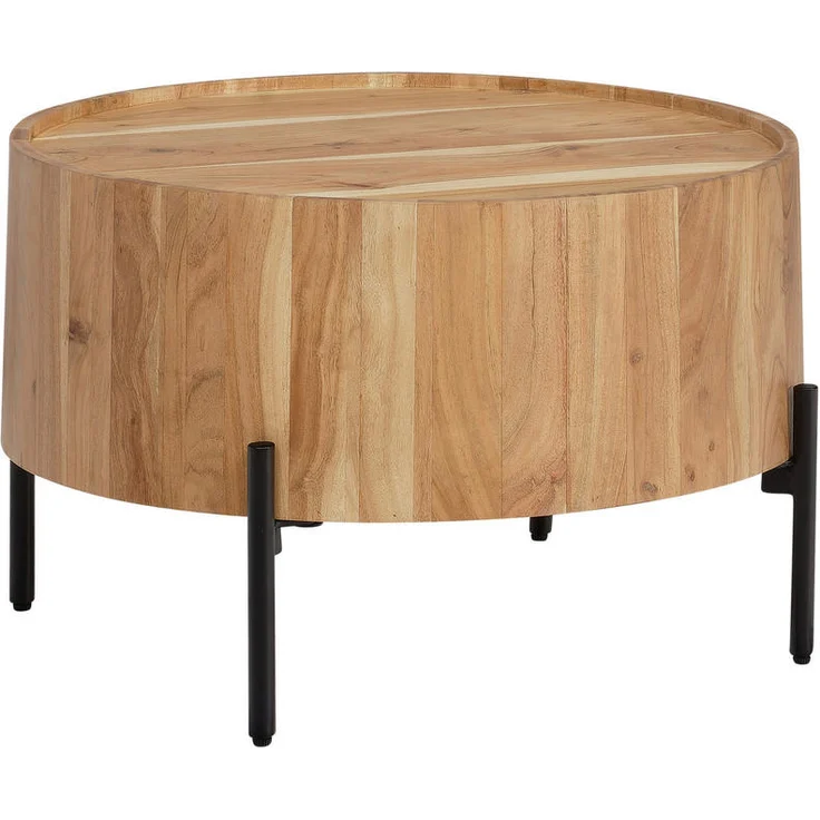 MID.YOU Couchtisch Akazie massiv, rund, 60x41x60 cm, einfacher Aufbau