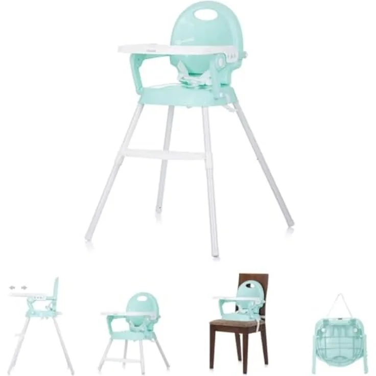 Chipolino Hochstuhl 3 in 1 Bonbon, Sitzerhöhung, Fußstütze, Tablett verstellbar türkis