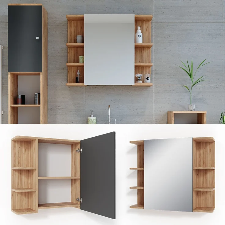 Badspiegelschrank Fynn Goldkraft Eiche 79.6 x 64 cm Vicco – Bild 2