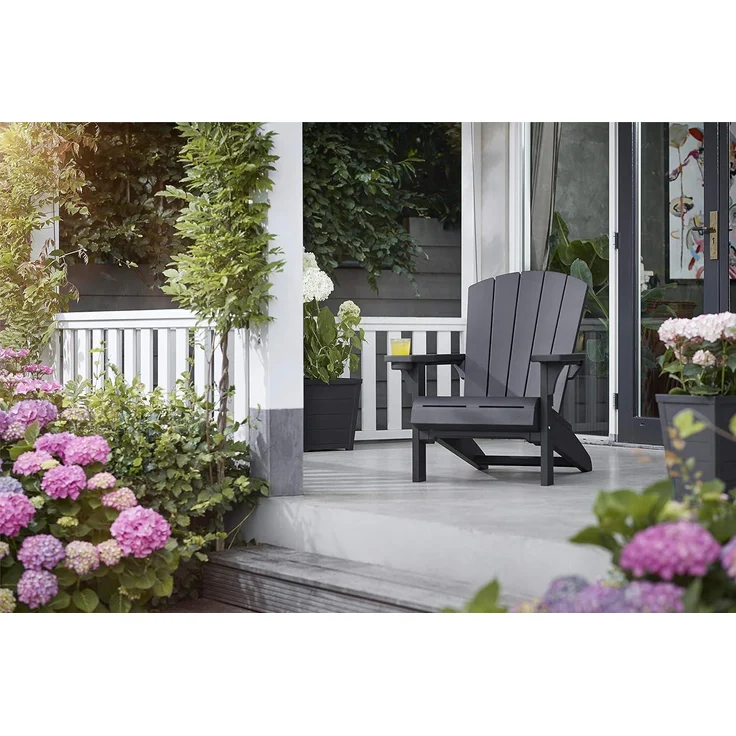 Keter Alpine Adirondack Chair, Outdoor Gartenstuhl aus Kunststoff mit Getränkehalter, grau, wetterfest, amerikanischer Design-Klassiker, für Garten, Terrasse und Balkon, 93 x 81 x 96,5 cm – Bild 2