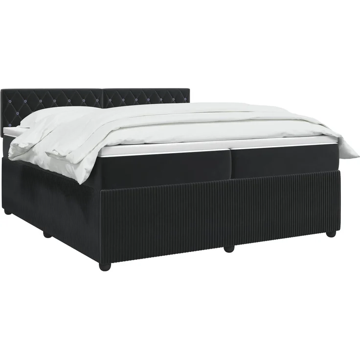 vidaXL Boxspringbett mit Matratze Schwarz 200 x 200 cm Samt 3451741 – Bild 3