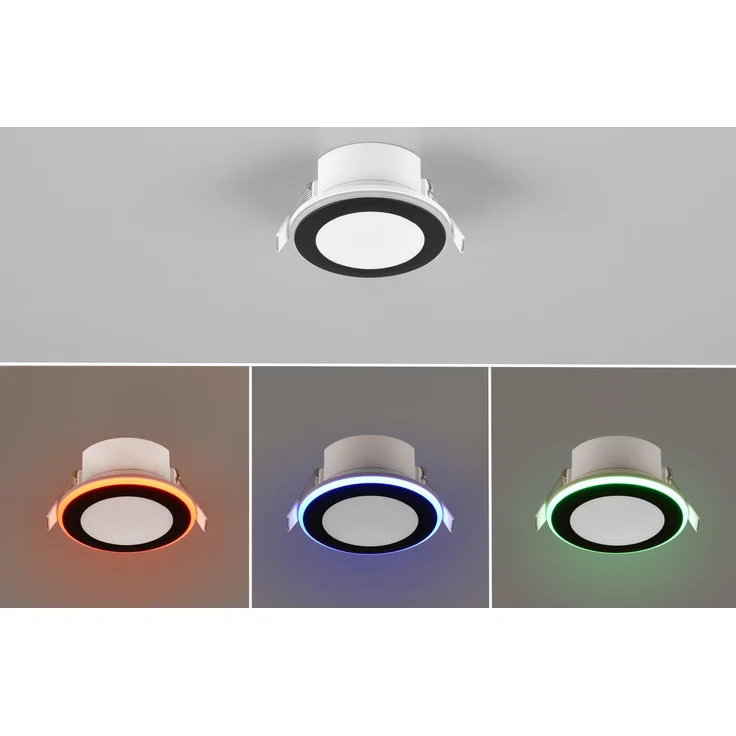LED Einbaustrahler ARGUS Schwarz mit Fernbedienung dimmbar & RGBW, Ø 8cm – Bild 1