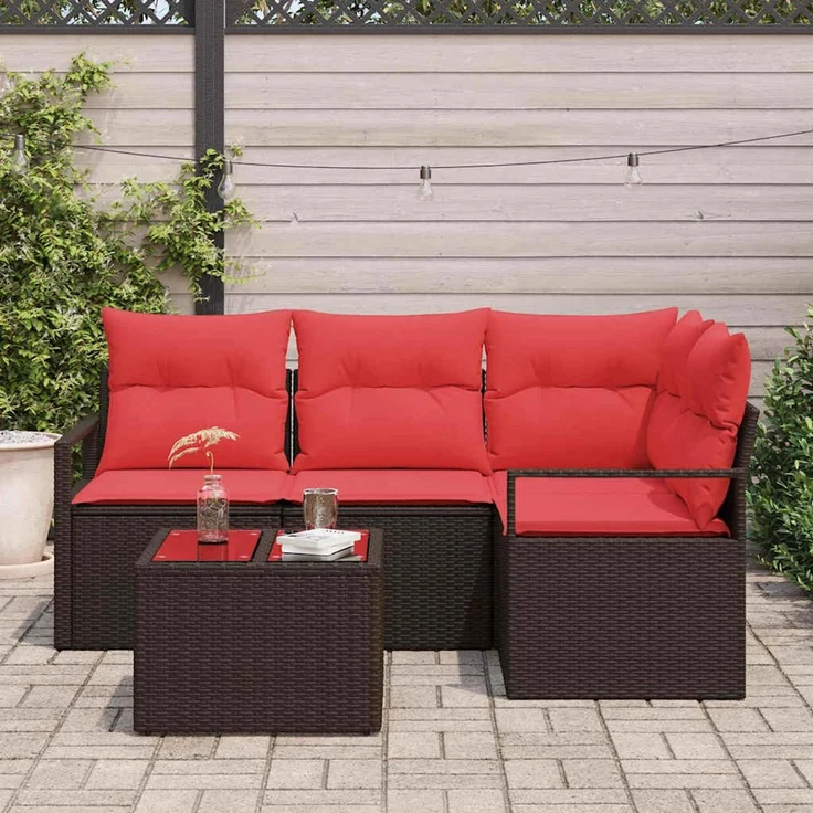 vidaXL Sofa Set 5 stk. Braun [Synthetisch]: Poly Rattan 3346374 – Bild 1