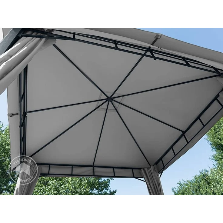 Toolport Gartenpavillon wasserdicht 180g m² Dachplane, Stahlrahmen / Polyester grau, 3x3 m – Bild 6