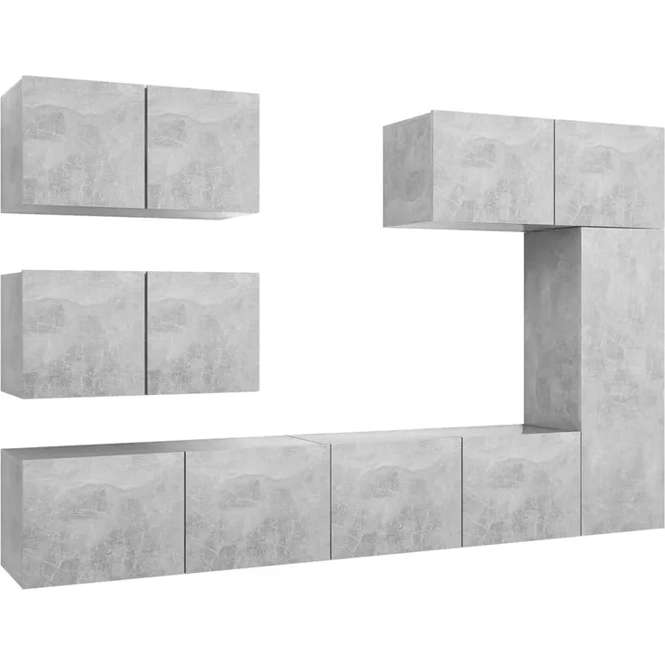 vidaXL 6-tlg. TV-Schrank-Set Betongrau Spanplatte [3079135]
