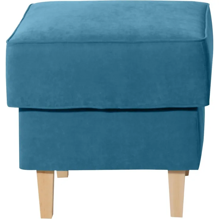 Hocker Karlen Bezug Veloursstoff Buche natur / petrol 22064