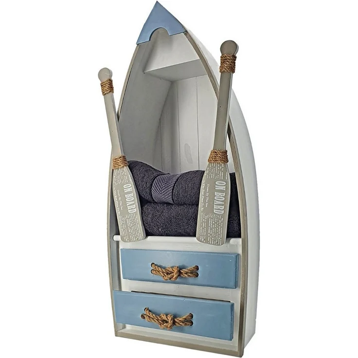 abc HOME Handtuchregal Ruderboot, Dekorativ, 2 Schubladen, Ablagefläche für Handtücher, Keine Montage – Bild 1