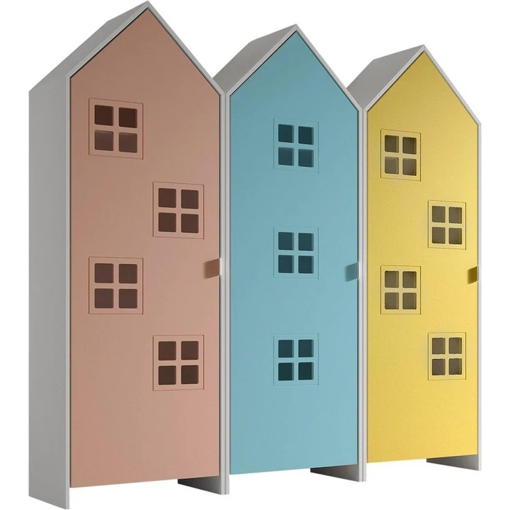 Schrank Casami Bruges 37 x 172,8 x 171,3 cm MDF Blau Rosa Gelb
