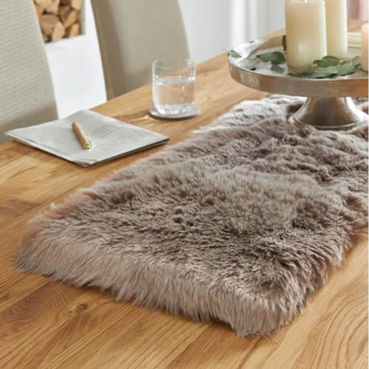 Tischläufer "Platin" aus Kunstfell, beige-braun, 30x120 cm – Bild 3