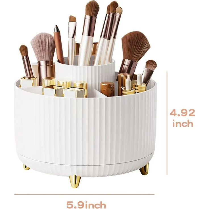 FELIXLEO Make-Up Organizer 360 Drehbarer Make up Organizer 5 Fächer für Schminktisch Weiß, 1-tlg. – Bild 2
