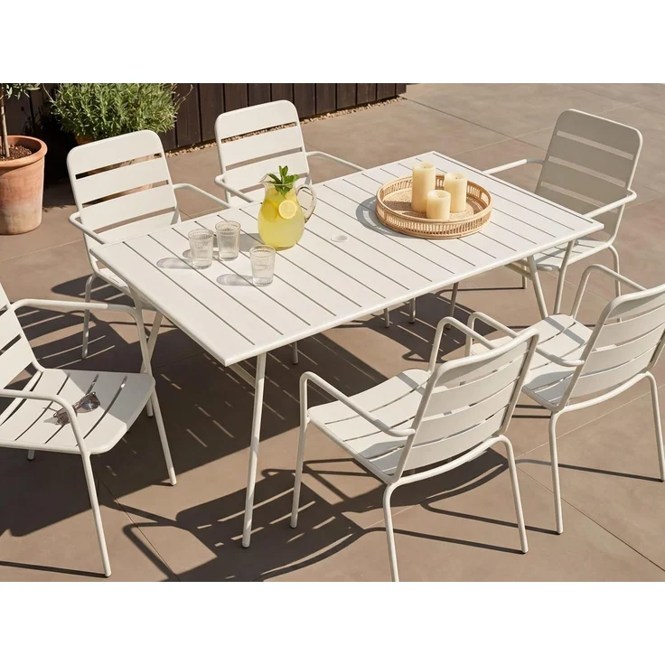 Gartentisch TERENZO 160 cm 90 cm Metall Hellbeige – Bild 2