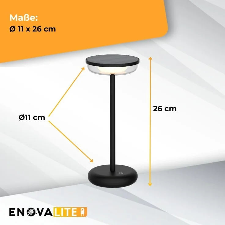 ENOVALITE LED-Akku-Tischleuchte, Solar- u. Netzbetrieb, dimmbar, 2700K – Bild 8