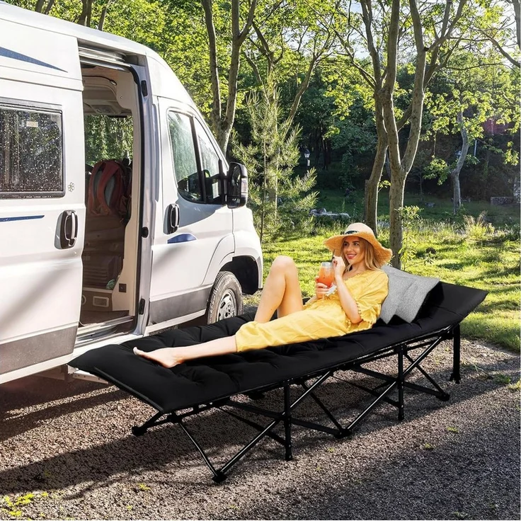 Toomoke Klappbett Klappbett mit Matratze 188×71 cm – Komfortables Gästebett bis 200 kg (faltbares Feldbett für Erwachsene) Campingbett mit Tragetasche für Zuhause, Gästezimmer & Outdoor – Bild 3
