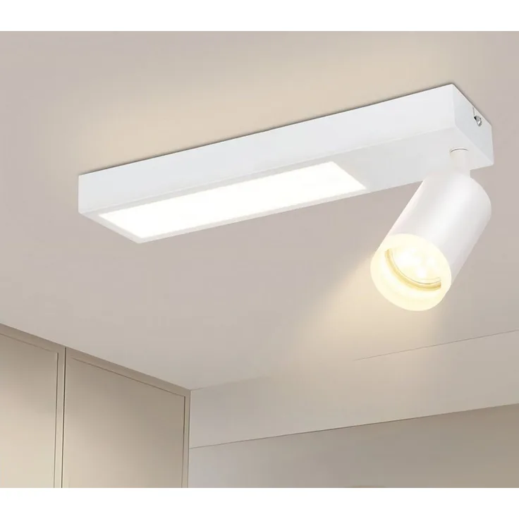 ZMH Deckenstrahler 1 Flammig 10W Schwarz/Weiß GU10 Deckenleuchte 3000K Schlafzimmer, ohne Leuchtmittel, Warmweiß, Rechteckig Deckenspot Modern Wandleuchte Innen Küche